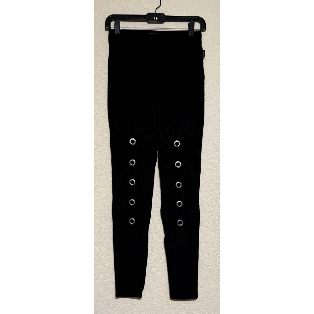 Tripp NYC Black Mesh Grommet Leggings Punk Goth Alternative Pants Small Grunge